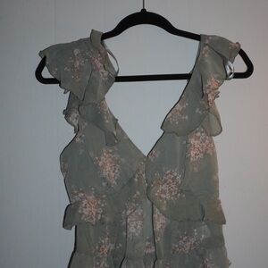 Floral Ruffle Sleeveless Top